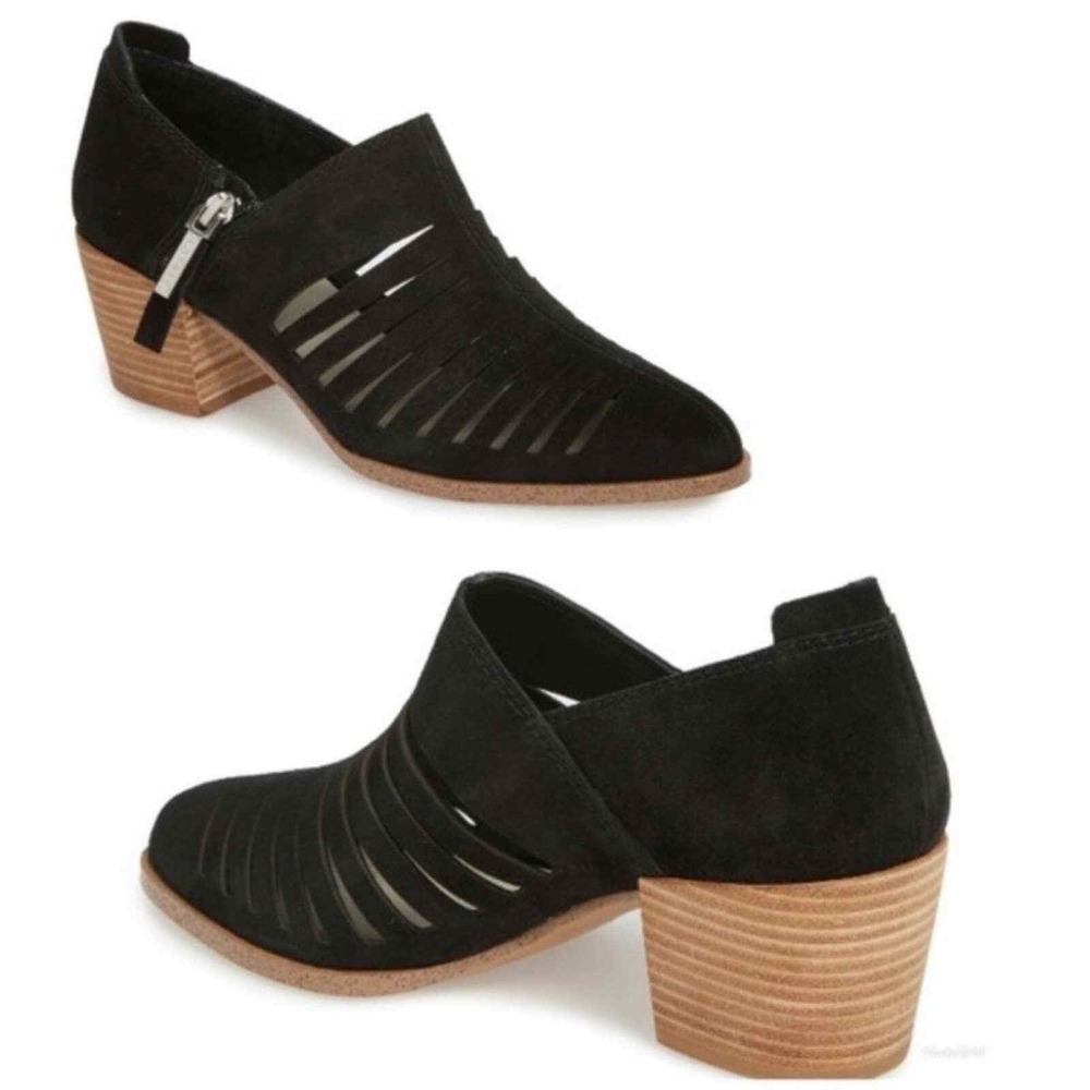 1. State Arnet black Suede Leather Bootie Strappy Heeled size 11 New